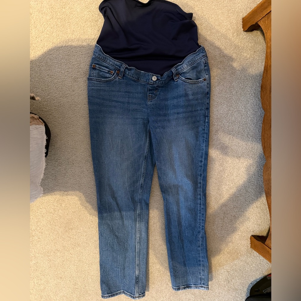 Maternity Abercrombie & Fitch Women's Blue Straight Leg Jeans 4 short